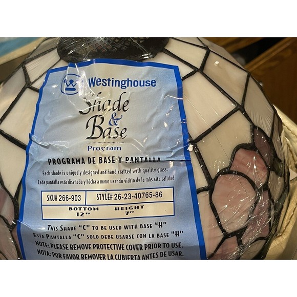 SALE !! Vintage Tiffany Style Mosaic Floral Acrylic Lamp Shade 12” Across - Picture 2 of 3